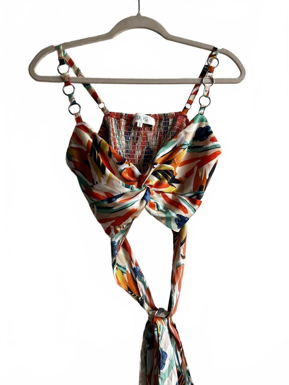 Boutique Night Out Crop Satin Colorful Top